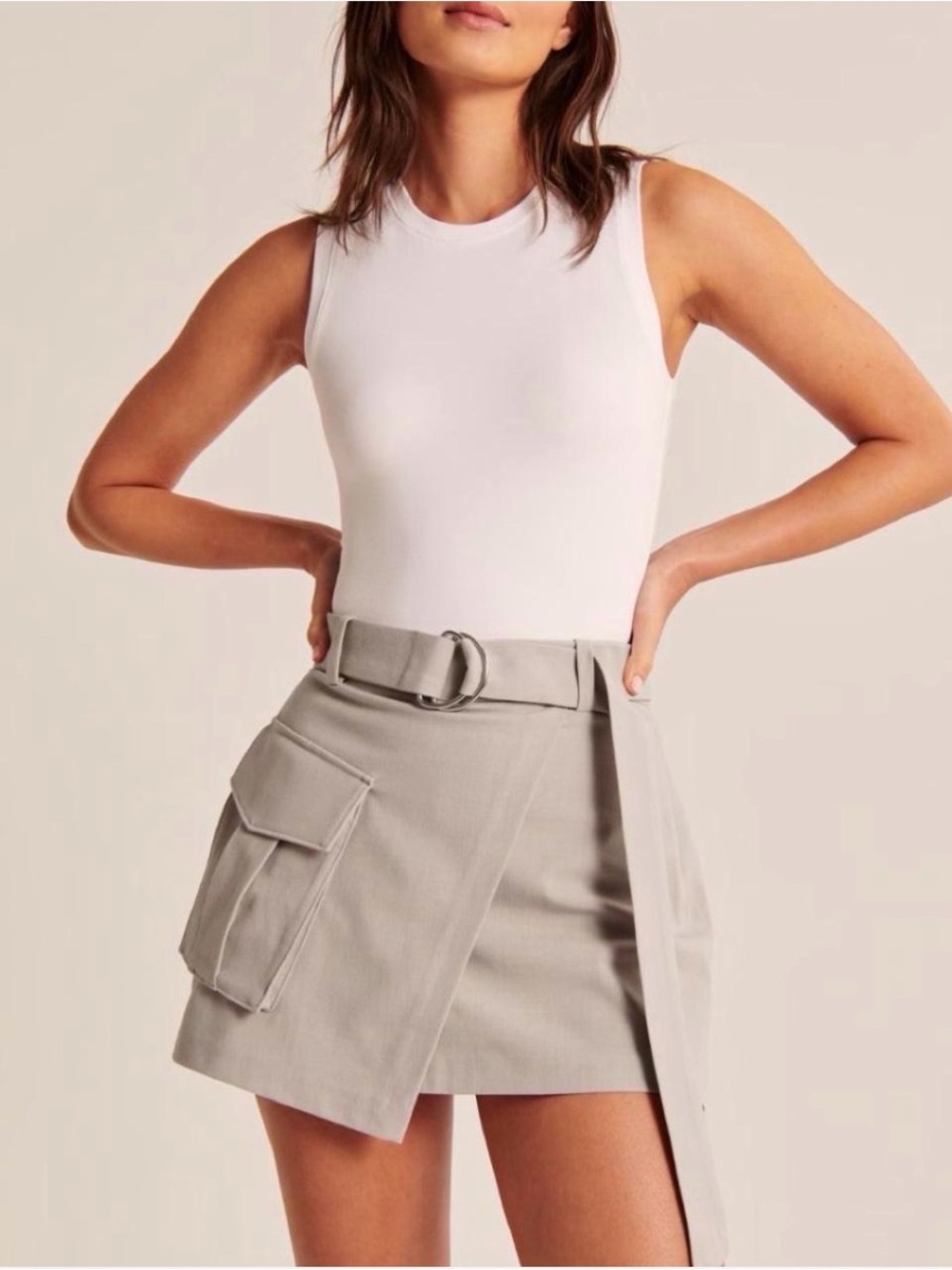 Abercrombie & Fitch gray utility mini skort